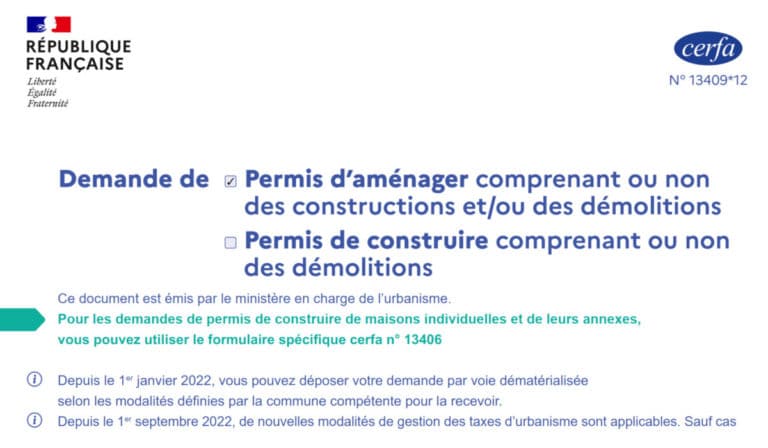 CERFA 13409*11 : Permis De Construire Ou D'aménager