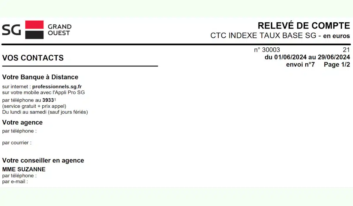 Modèle de lettre de contestation d’un relevé de comptes gratuite