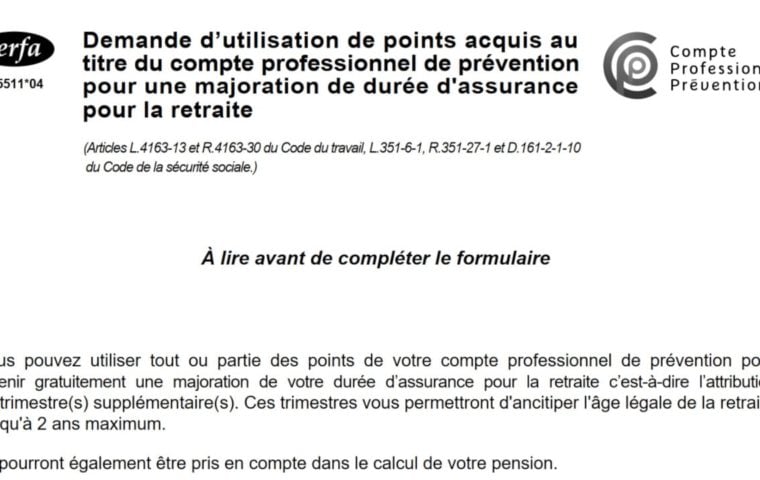 Cerfa 15511*04 : formulaire pour une demande d’utilisation de points acquis pour majorer la durée d’assurance pour la retraite