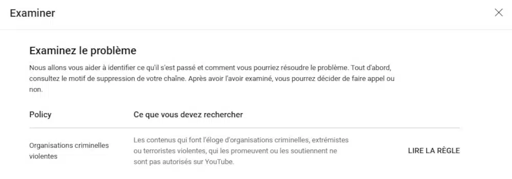 Examiner et comprendre les règles de YouTube