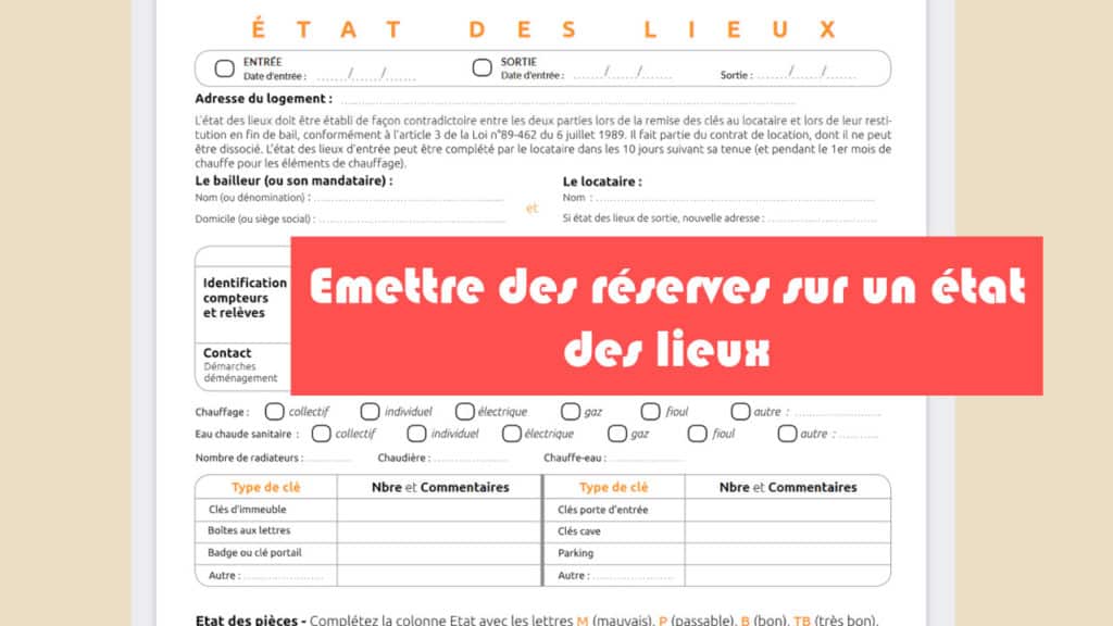 Modèle de lettre de réserves sur un état des lieux gratuite