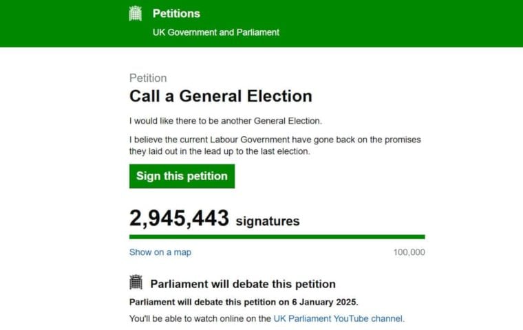 Petition for new elections in the United Kingdom: already 3 million signatories